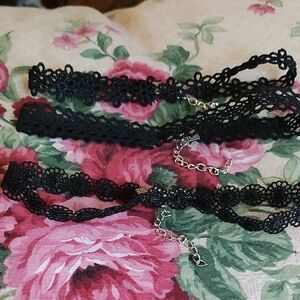 Elegant Black Lace Choker Necklace Set